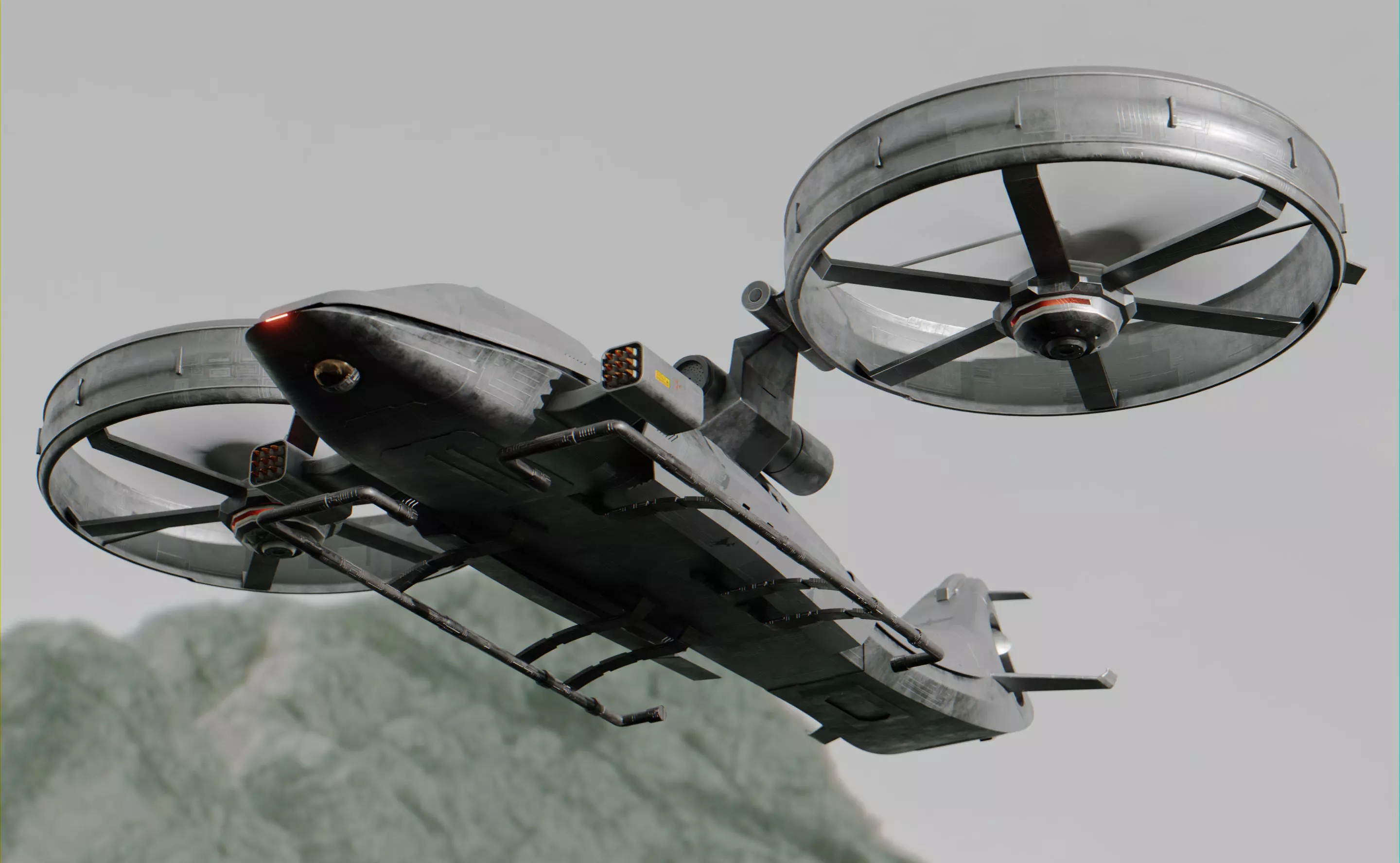 Red Finch Flying Combat System - Sci-fi Aircraft Low-poly 3D model_3