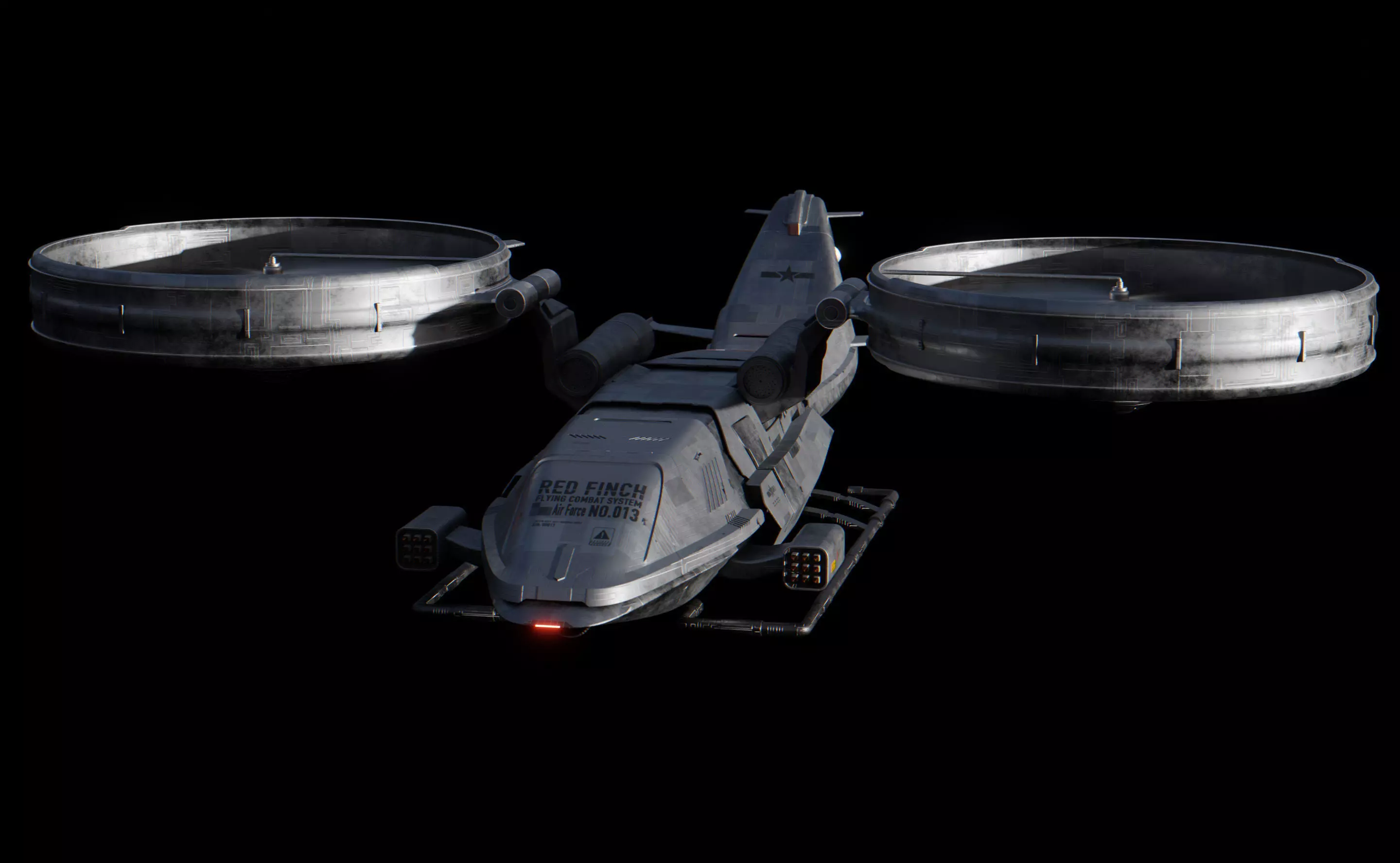 Red Finch Flying Combat System - Sci-fi Aircraft Low-poly 3D model_5