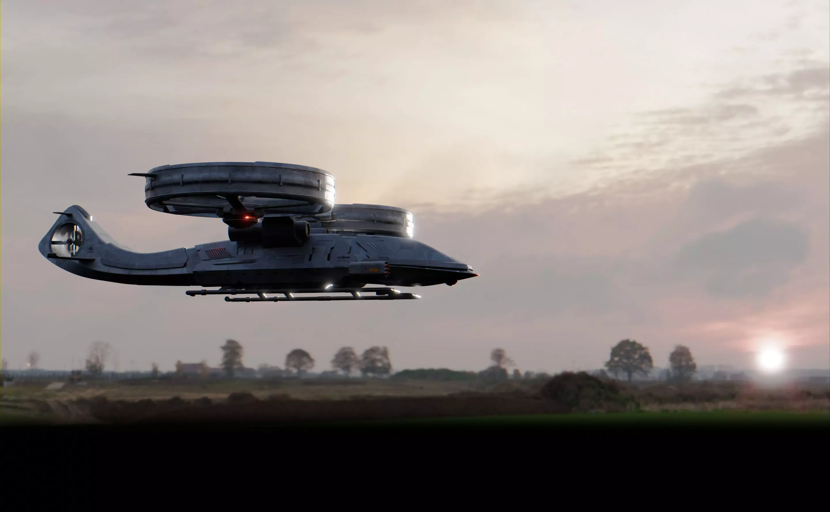 Red Finch Flying Combat System - Sci-fi Aircraft Low-poly 3D model_2