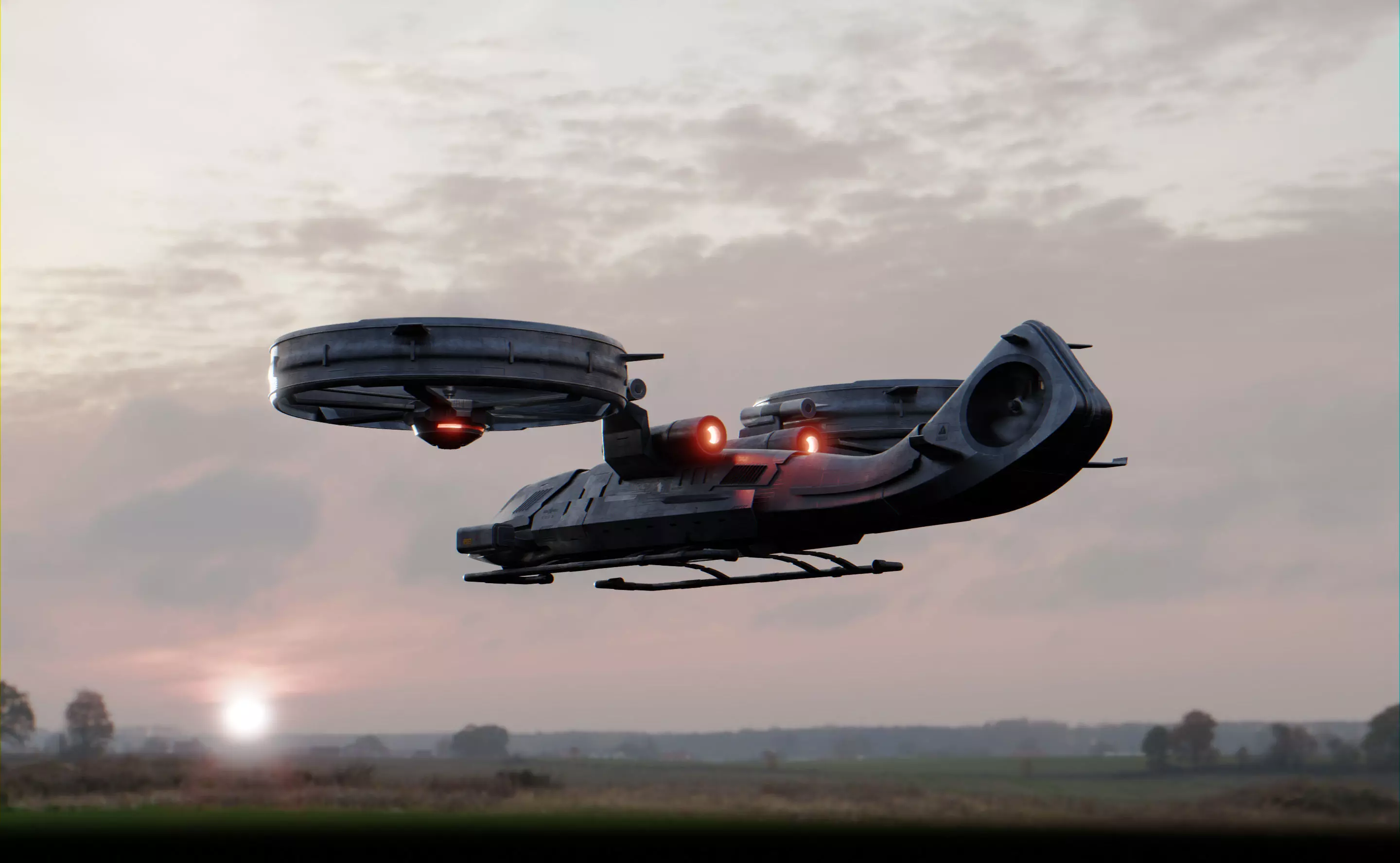 Red Finch Flying Combat System - Sci-fi Aircraft Low-poly 3D model_1