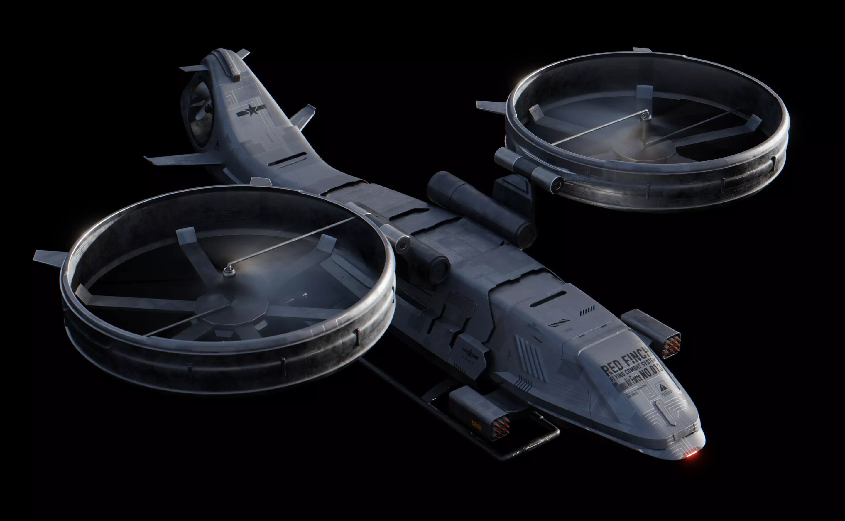 Red Finch Flying Combat System - Sci-fi Aircraft Low-poly 3D model_4