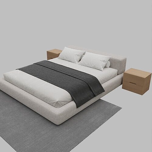 solid wood bed9 3D model