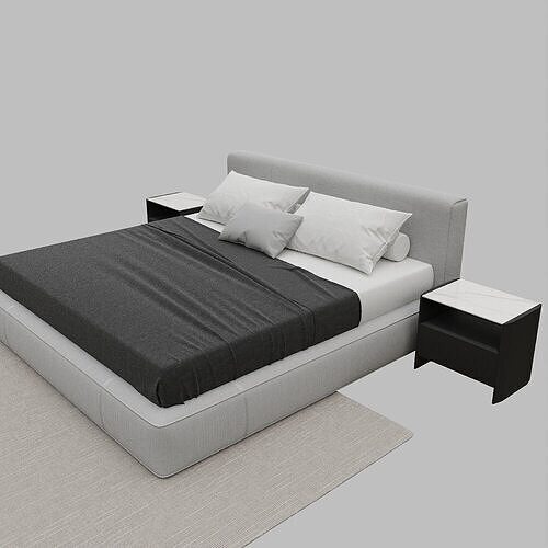 solid wood bed8 3D model