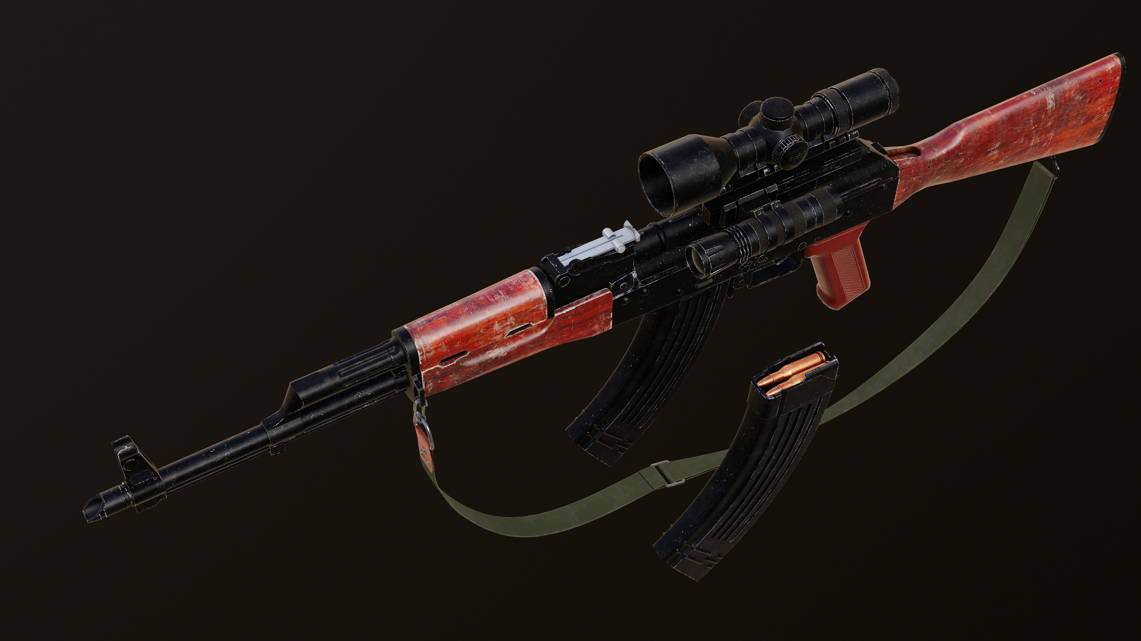 Ak 47 Low-poly 3D model_7