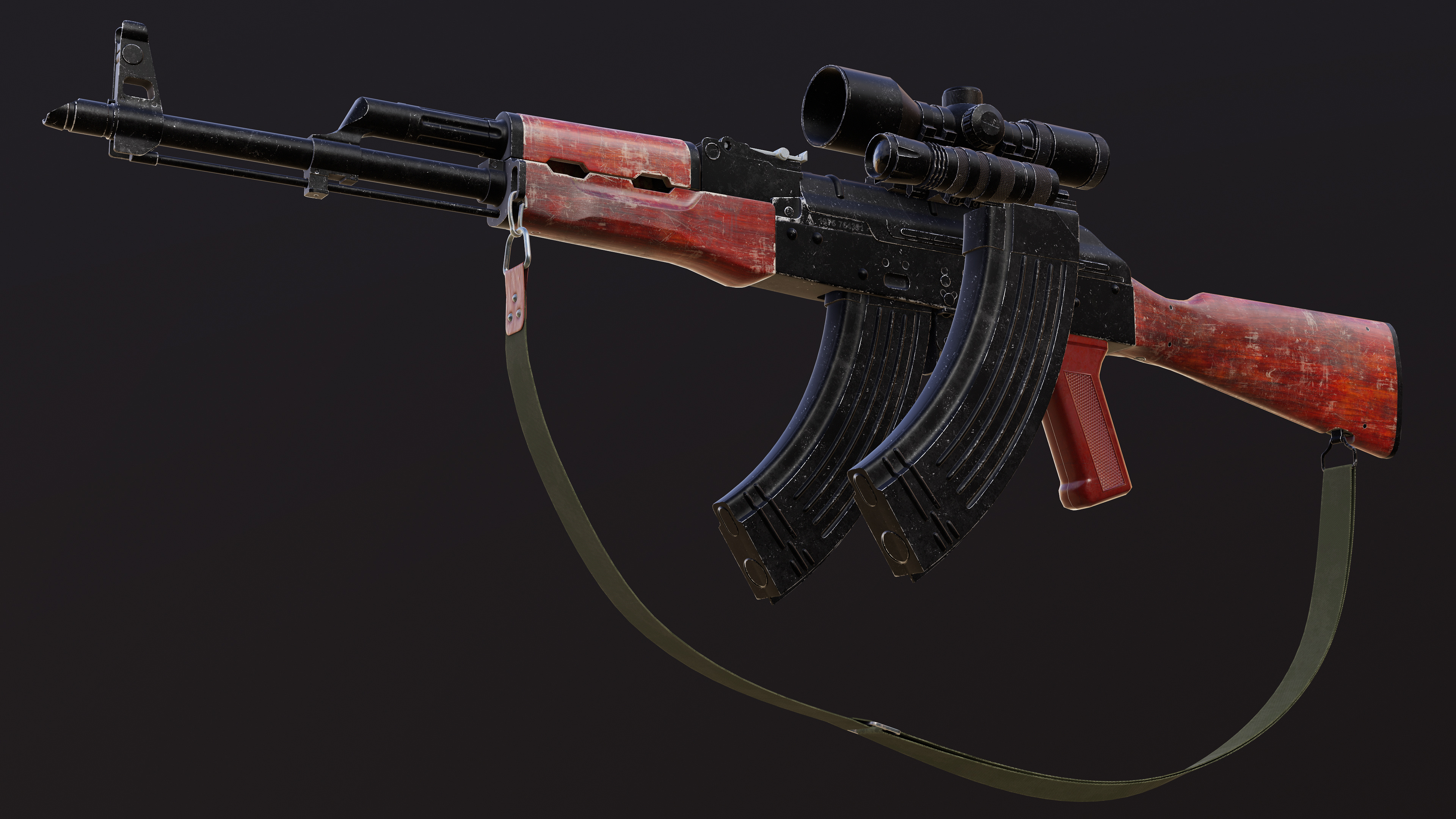 Ak 47 Low-poly 3D model_5