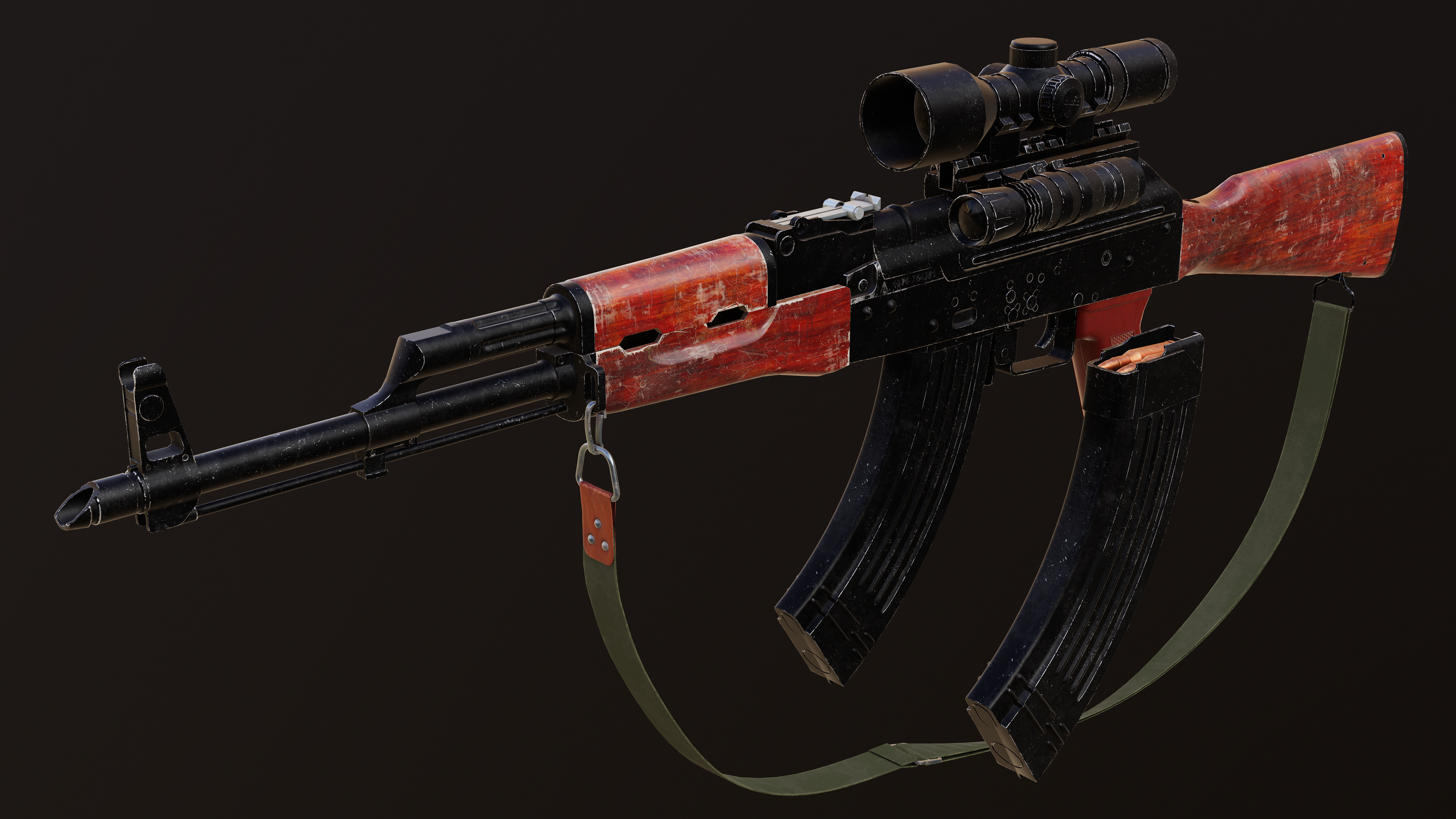 Ak 47 Low-poly 3D model_6