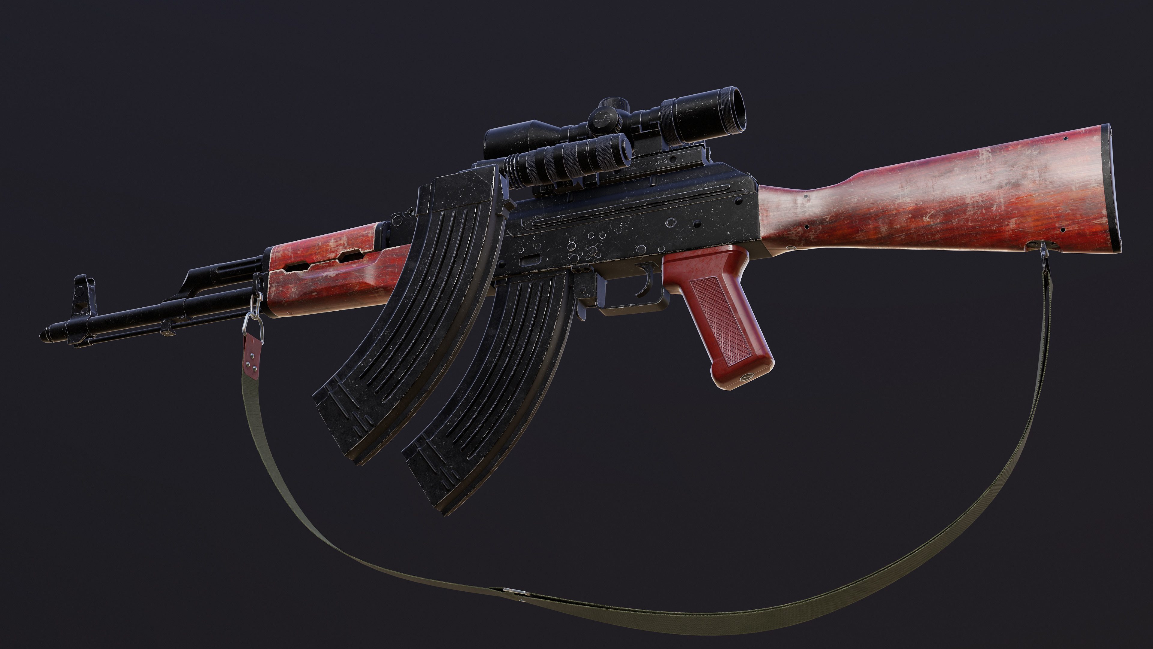 Ak 47 Low-poly 3D model_4