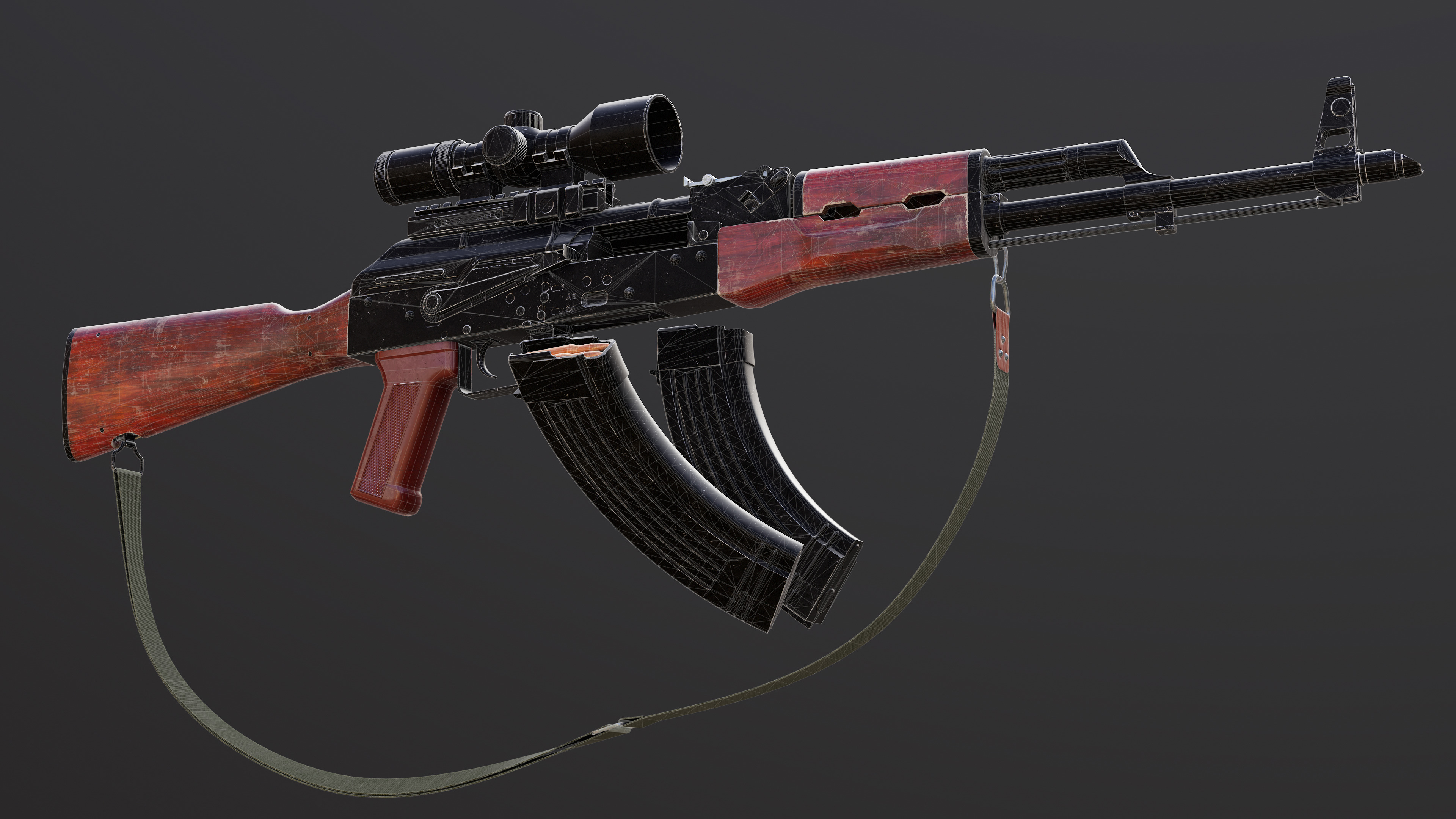 Ak 47 Low-poly 3D model_12
