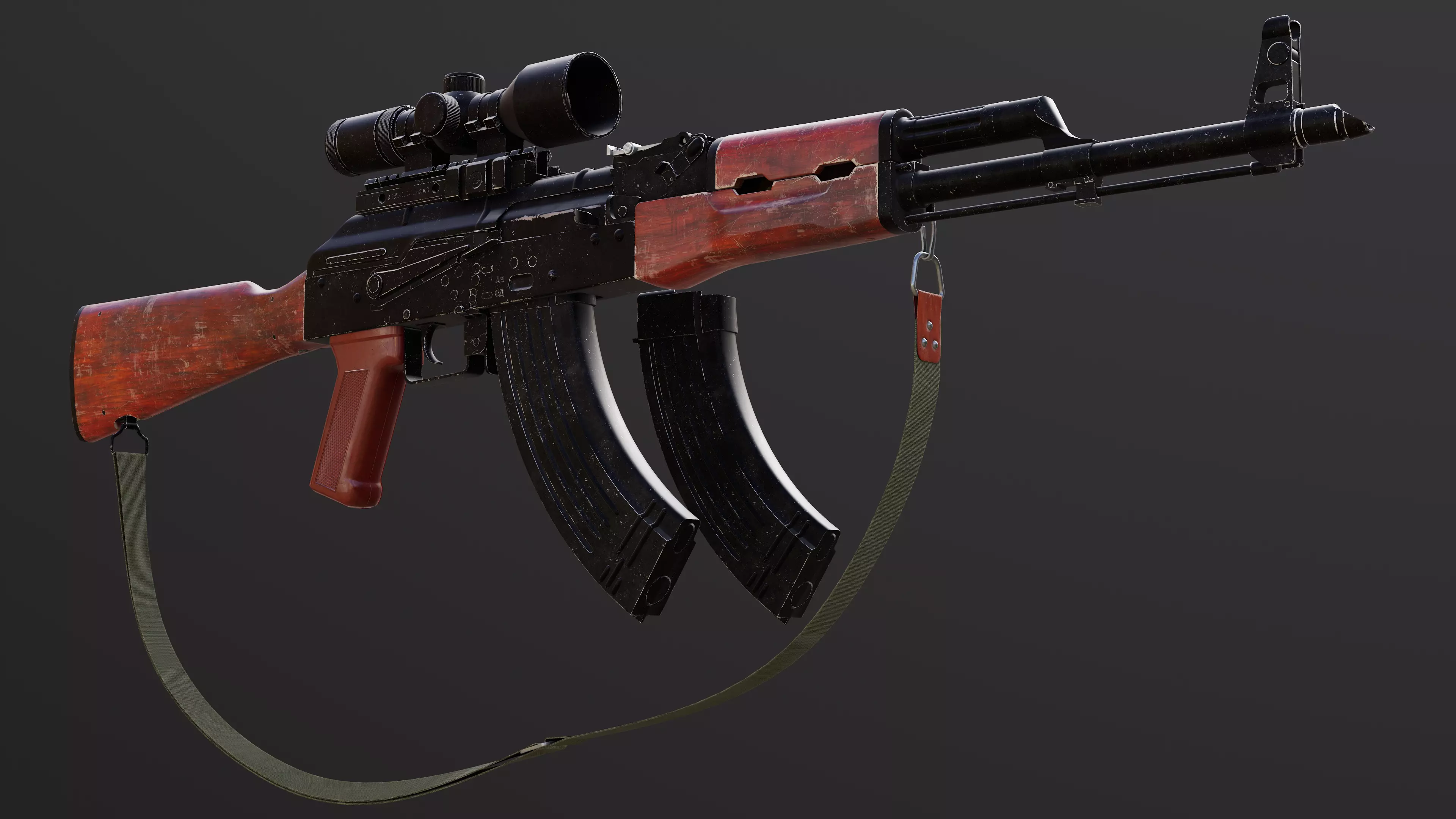 Ak 47 Low-poly 3D model_0
