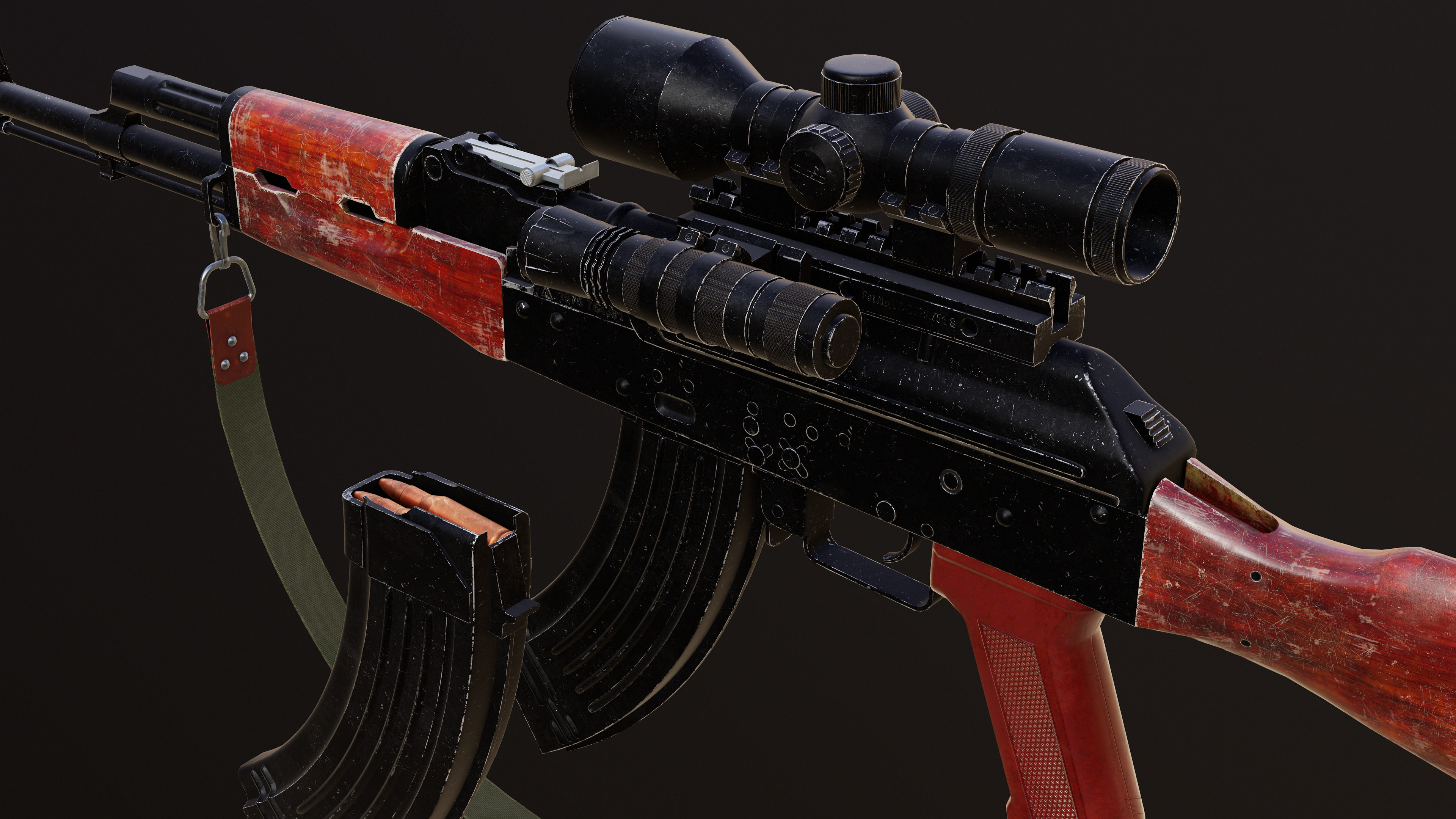 Ak 47 Low-poly 3D model_9