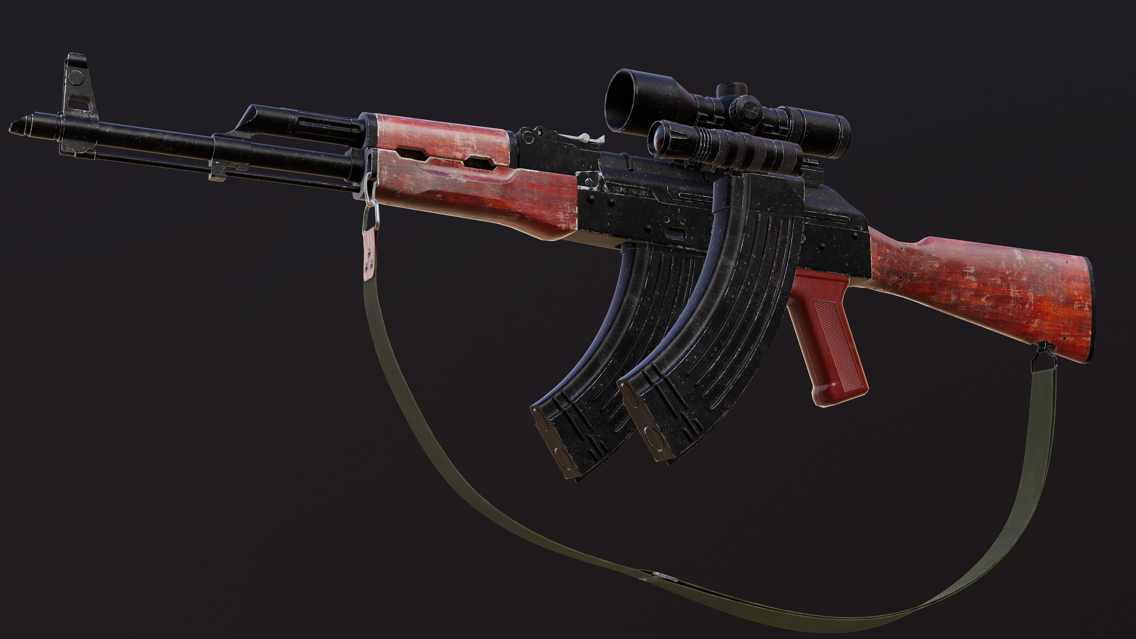 Ak 47 Low-poly 3D model_10