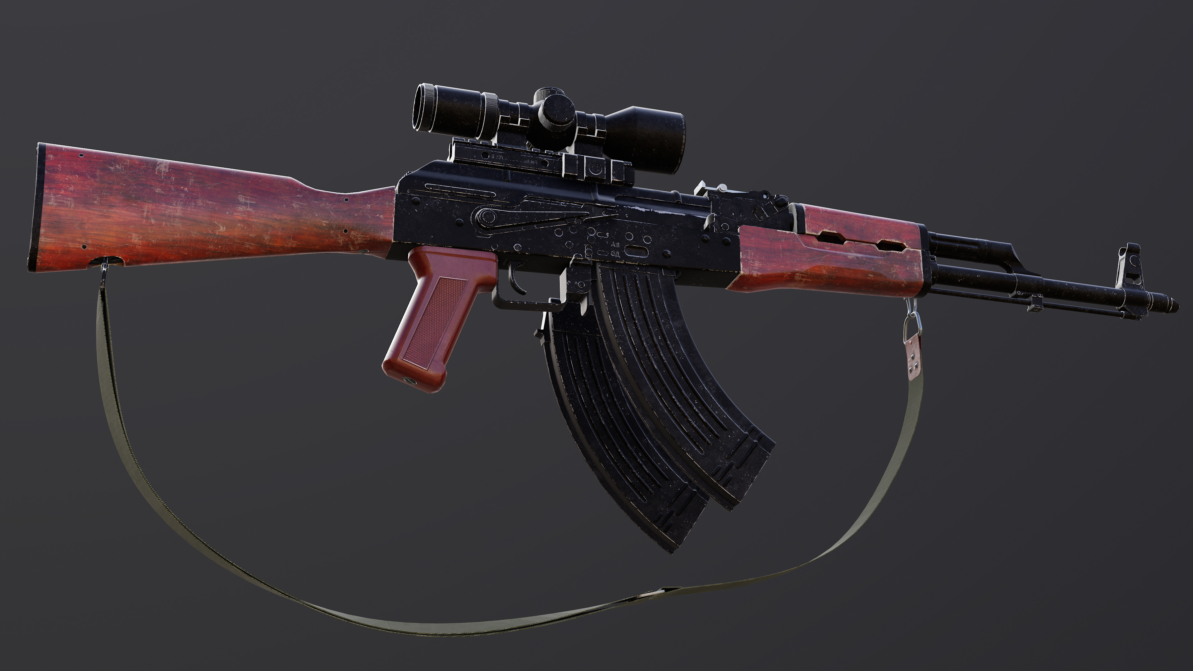 Ak 47 Low-poly 3D model_2