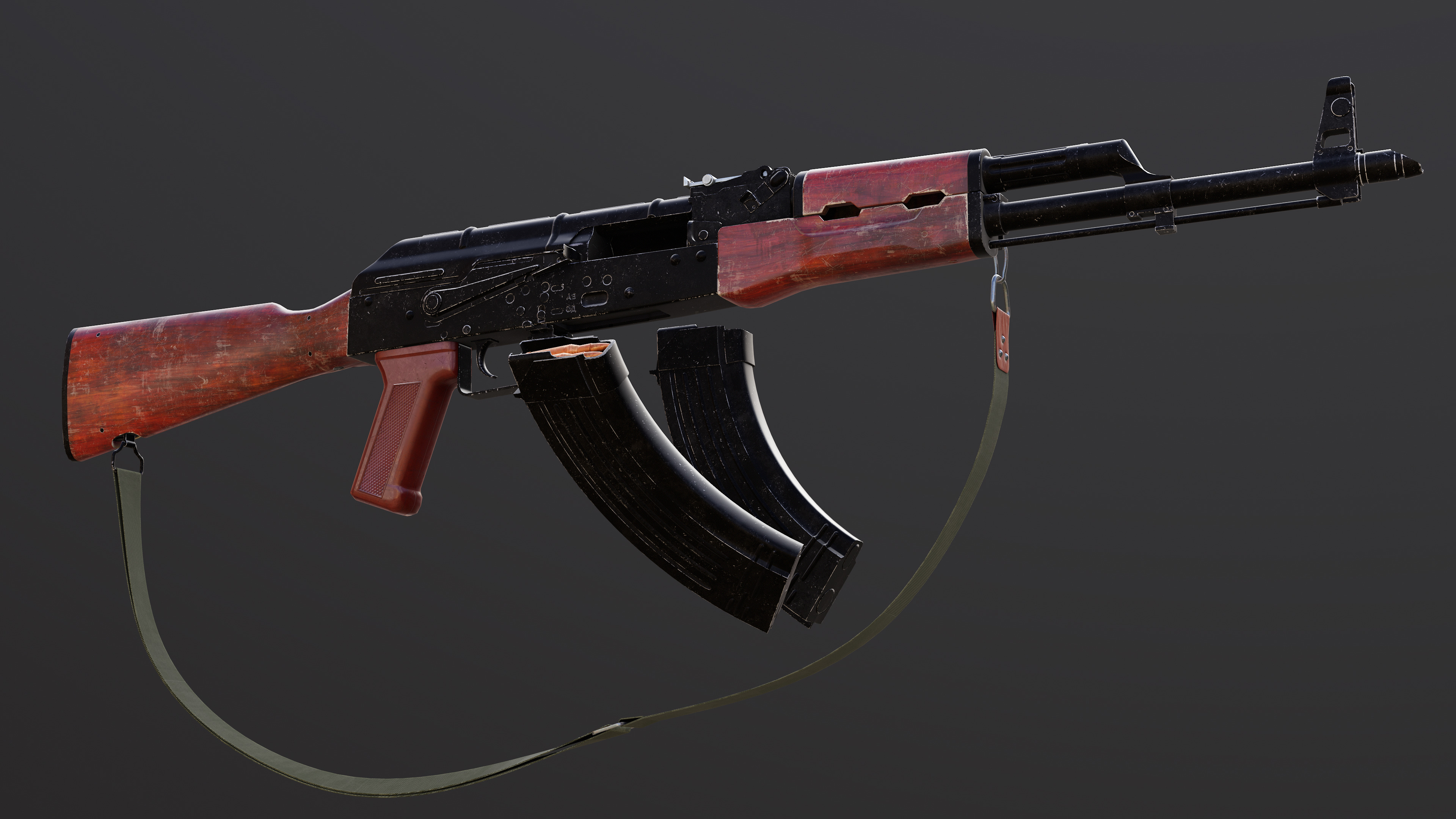Ak 47 Low-poly 3D model_11