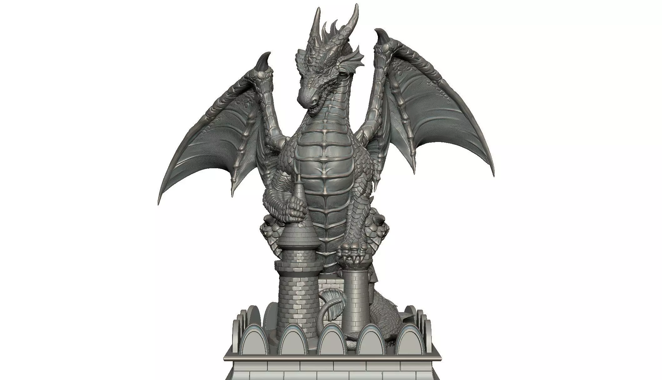 High detail Dragon statue 3D print model_0