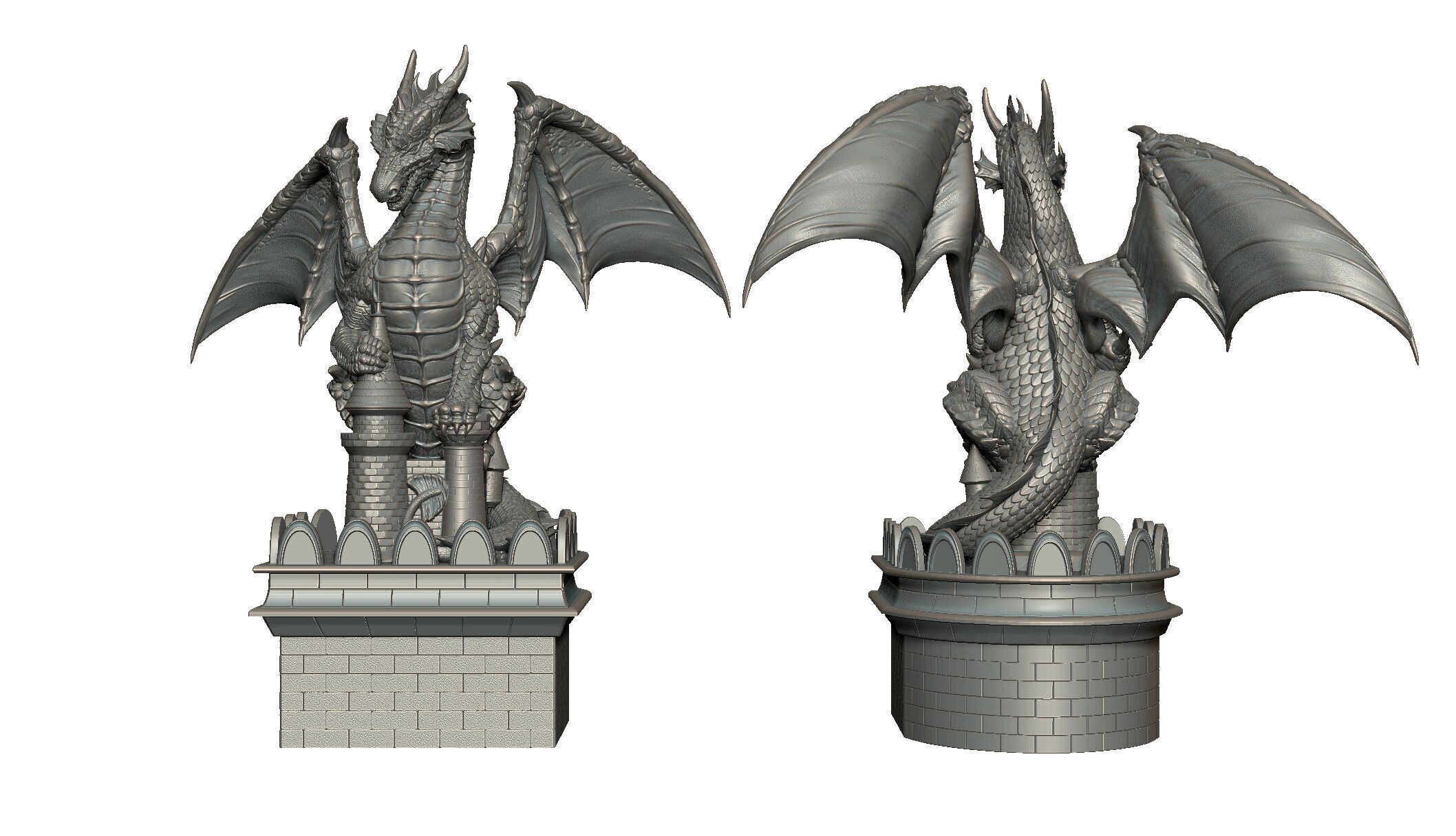 High detail Dragon statue 3D print model_2
