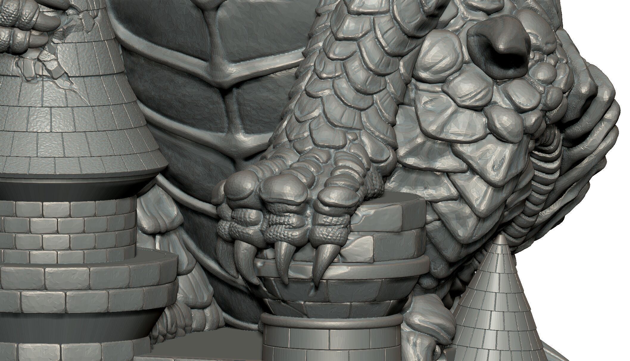 High detail Dragon statue 3D print model_6