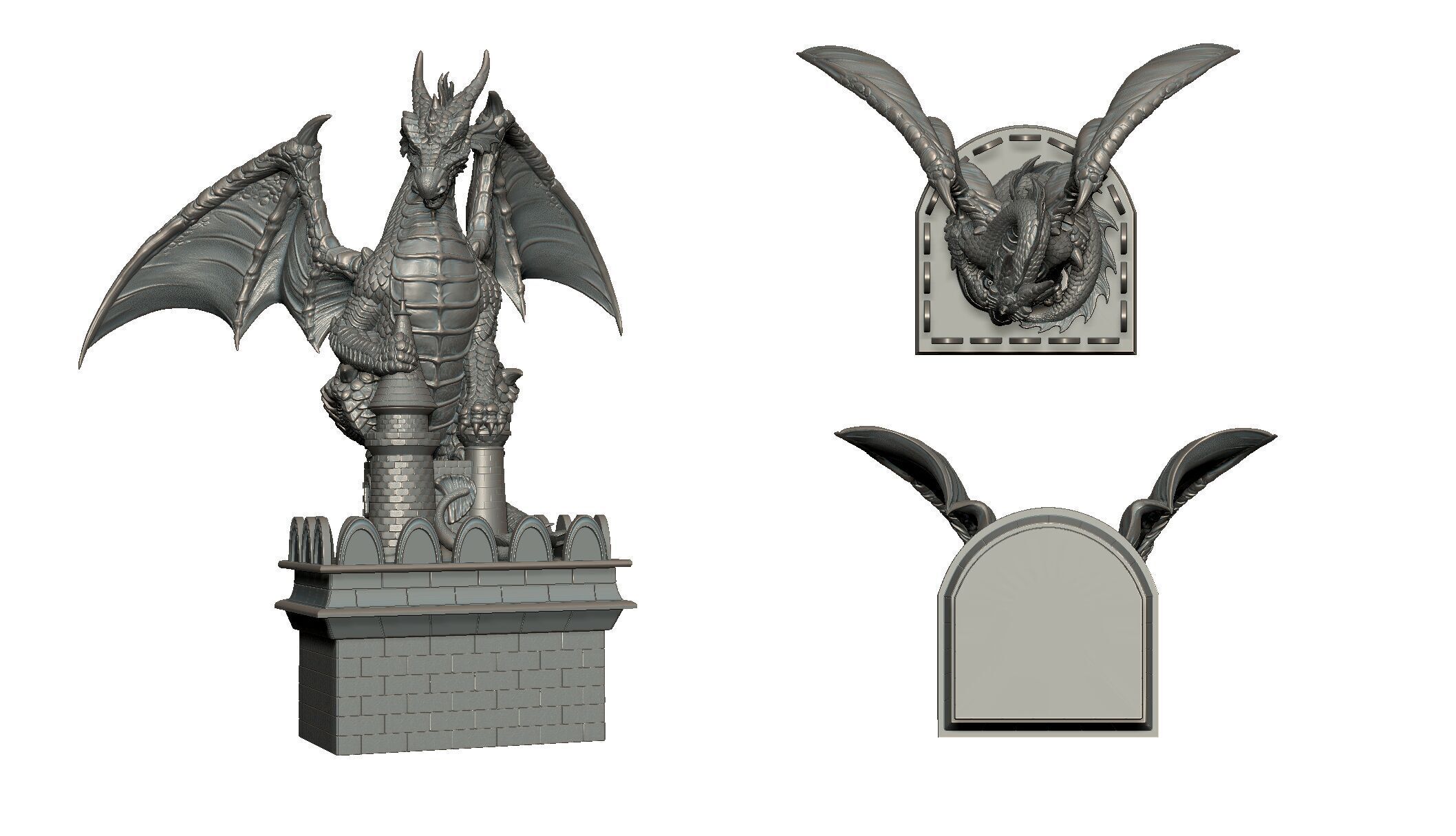 High detail Dragon statue 3D print model_4