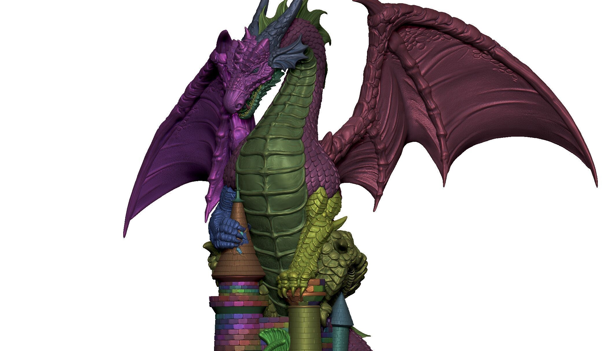 High detail Dragon statue 3D print model_9