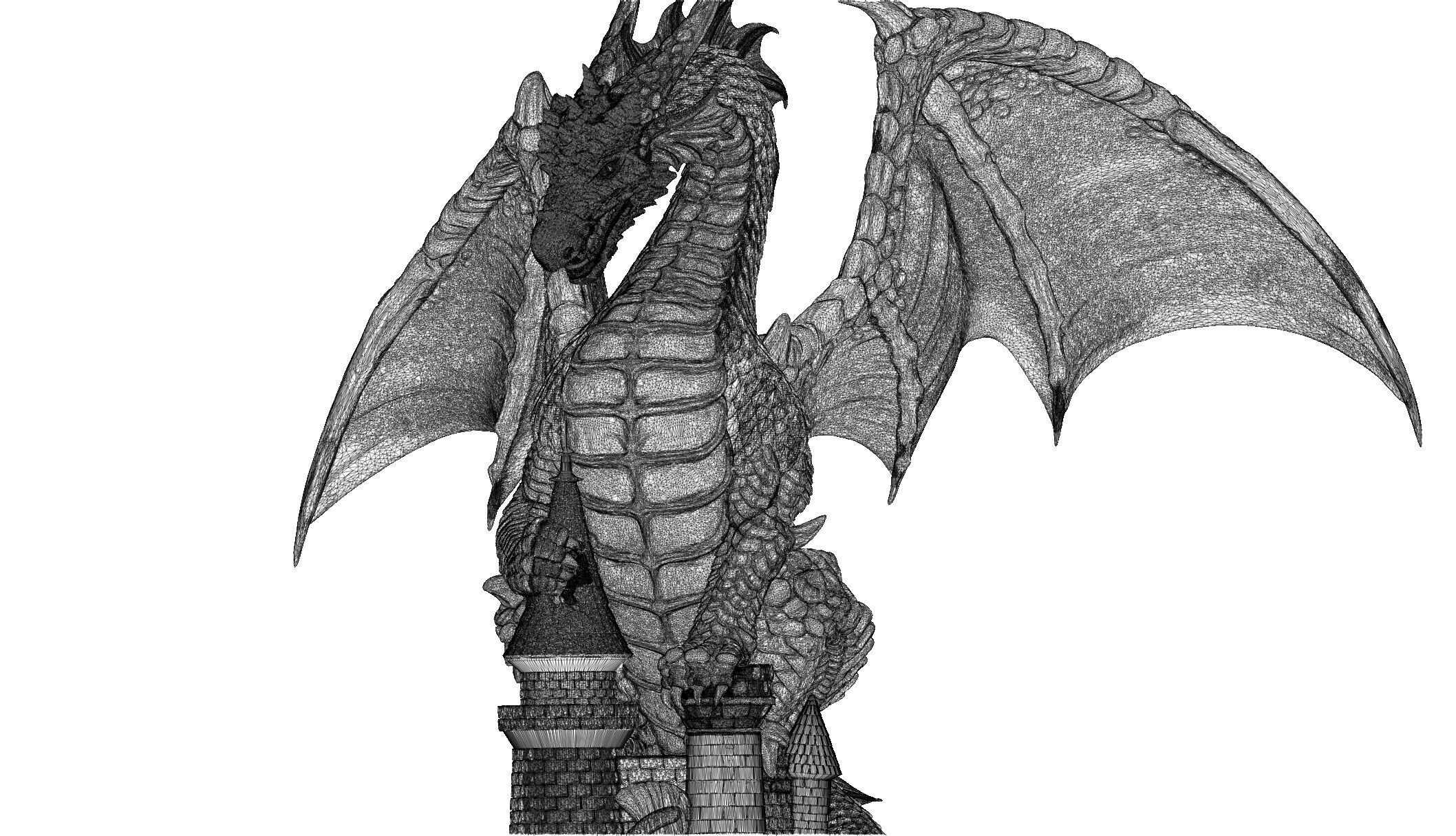 High detail Dragon statue 3D print model_10
