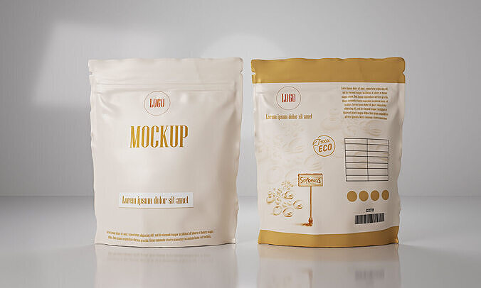  Zip Pouch paper bag Mockup Paper Bag Download 3D Model Low-poly 3D model
