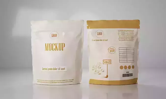  Zip Pouch paper bag Mockup Paper Bag Download 3D Model