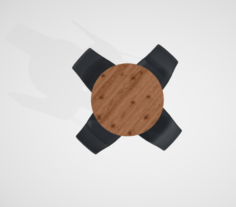 Round Dining Table Set For 4 Low-poly 3D model_2