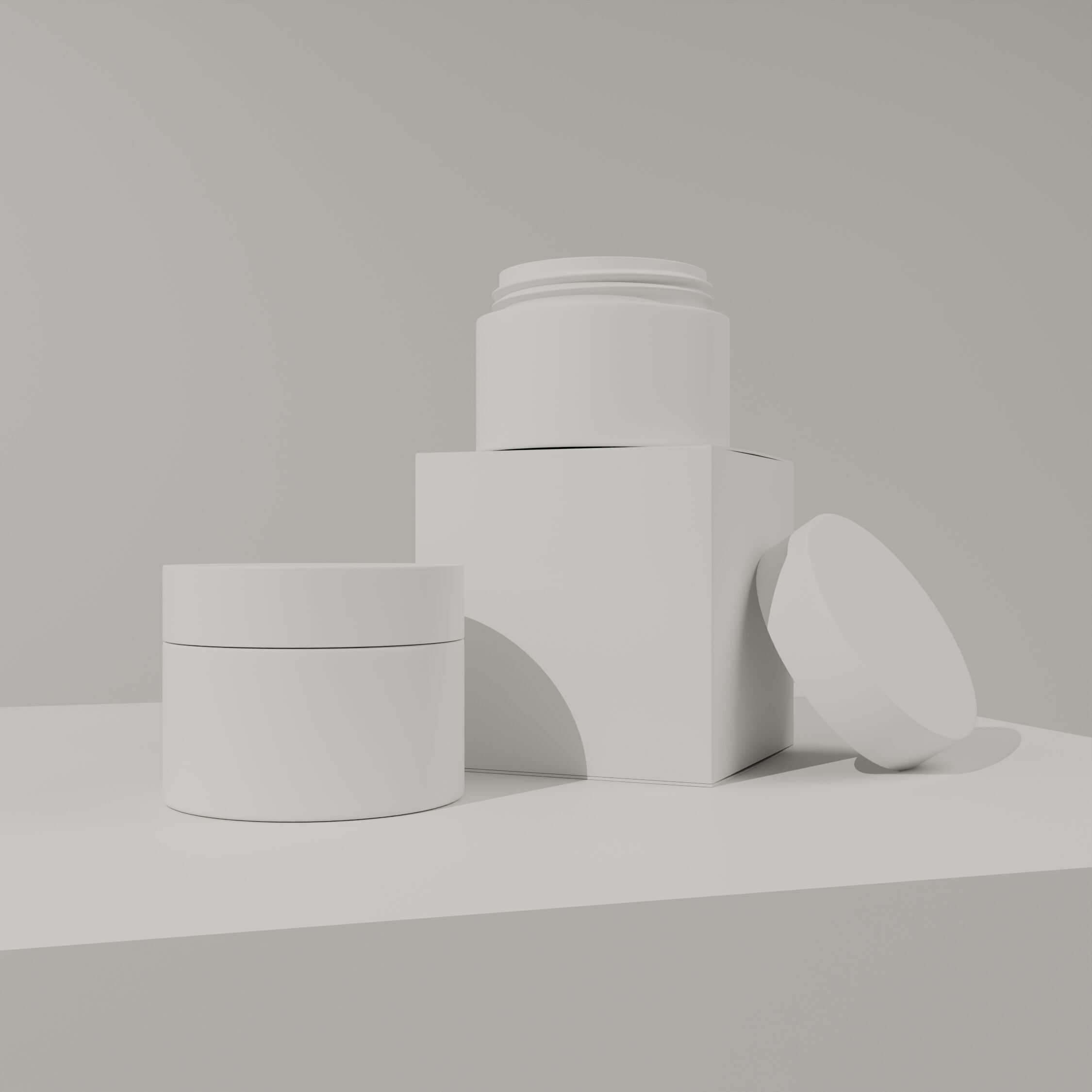 Jar 3D Model Cosmetic Container and Cream Low-poly 3D model_1