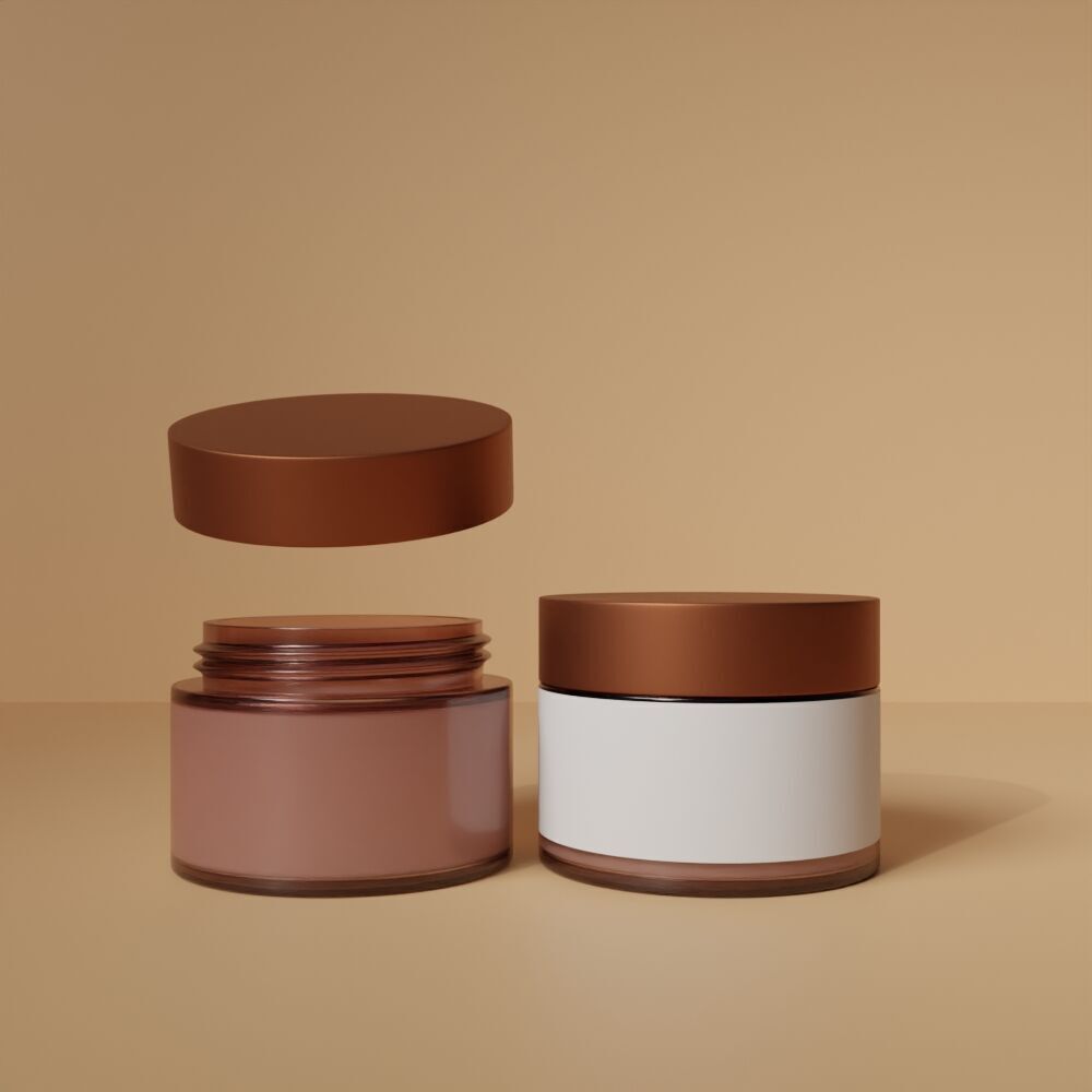 Jar 3D Model Cosmetic Container and Cream Low-poly 3D model_5