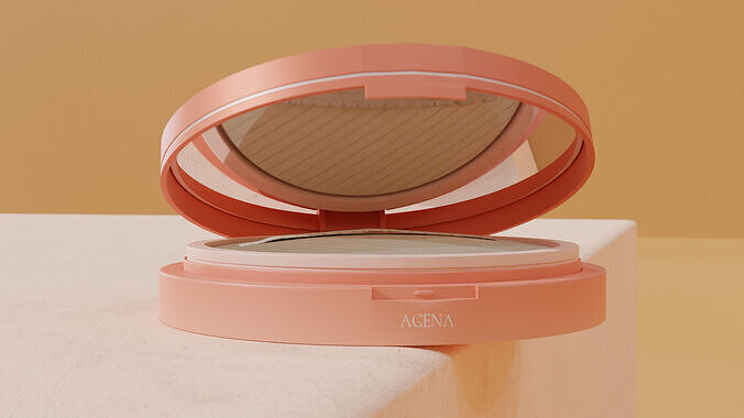 Cushion Model 3D Cosmetic Foundation Powder with Cushion Puff Low-poly 3D model