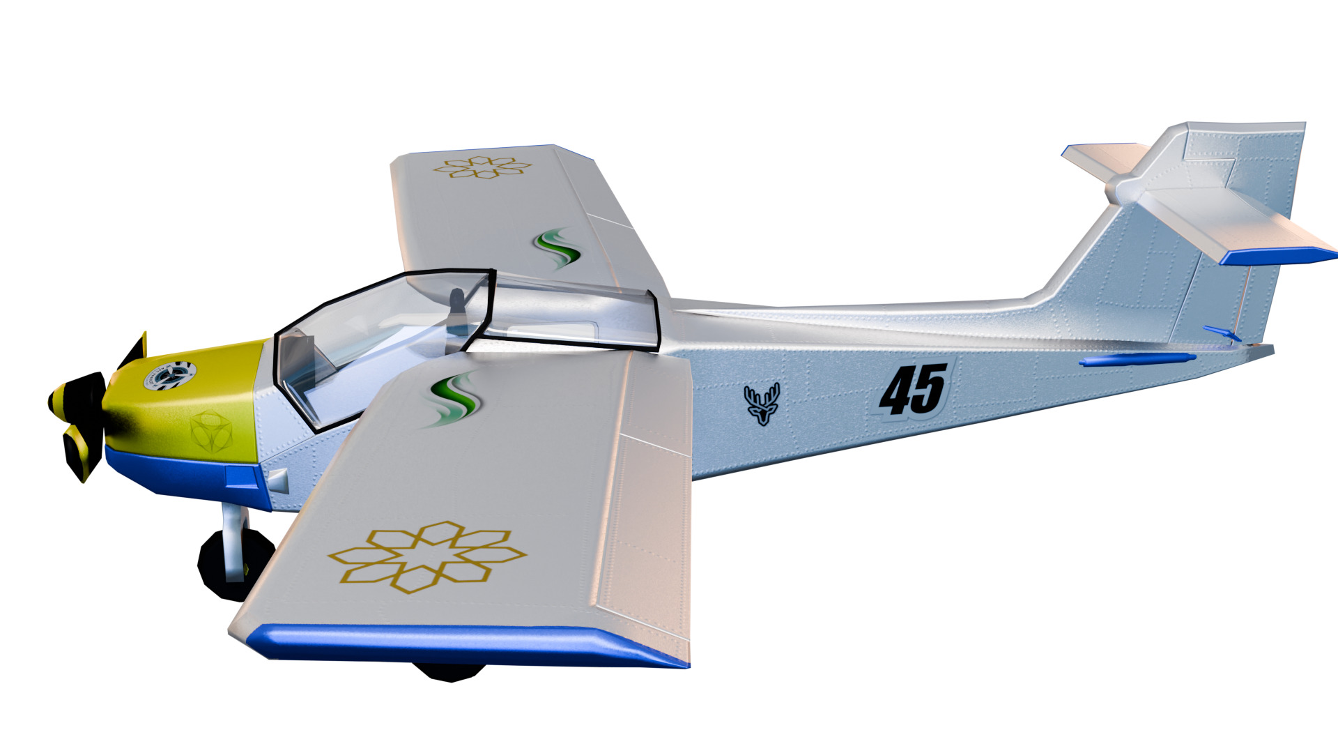 Safari Plane - Medium Poly Game-Ready 3D Model Low-poly 3D model_3