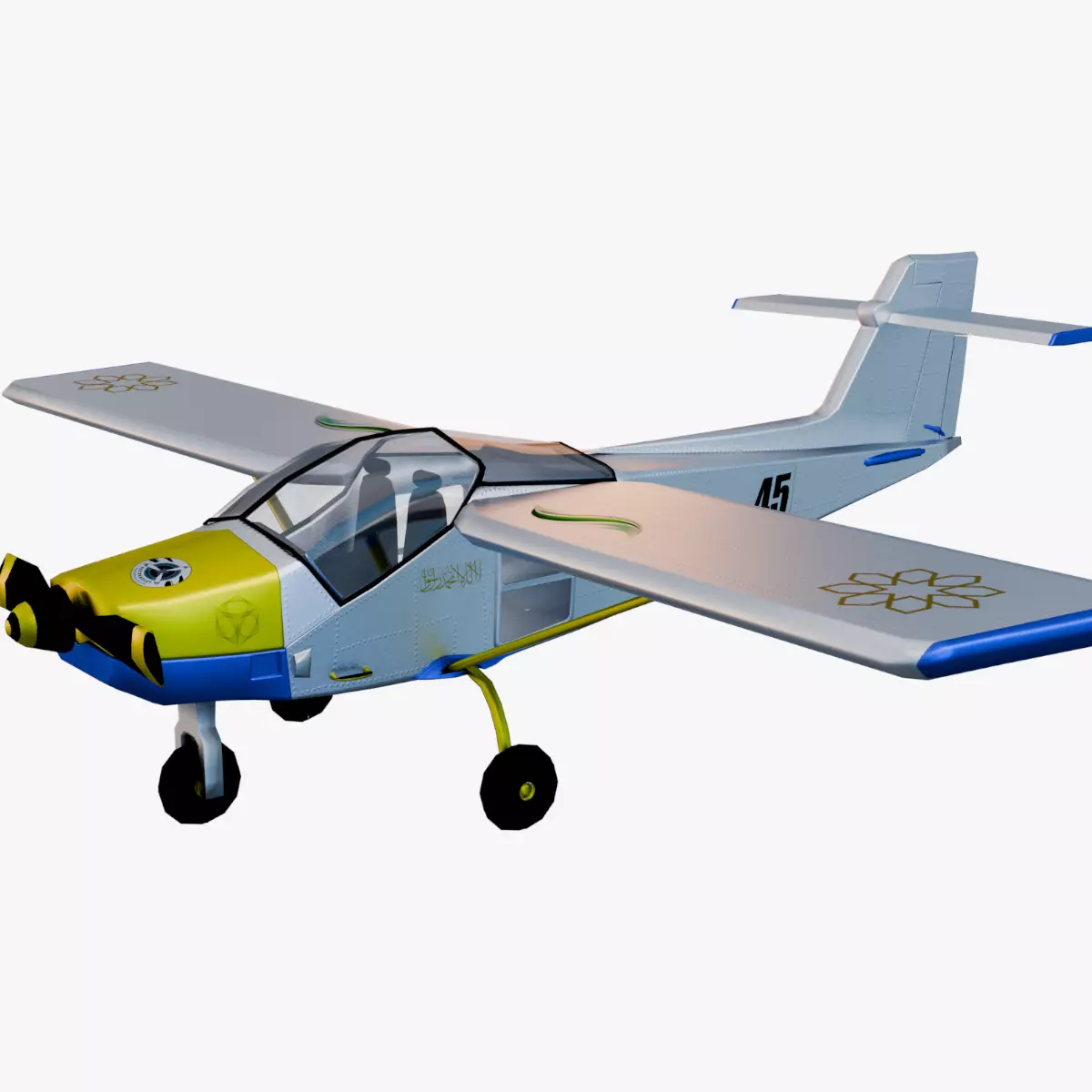 Safari Plane - Medium Poly Game-Ready 3D Model Low-poly 3D model_0