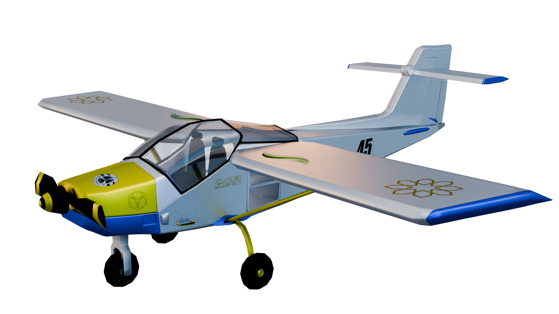 Safari Plane - Medium Poly Game-Ready 3D Model Low-poly 3D model_2