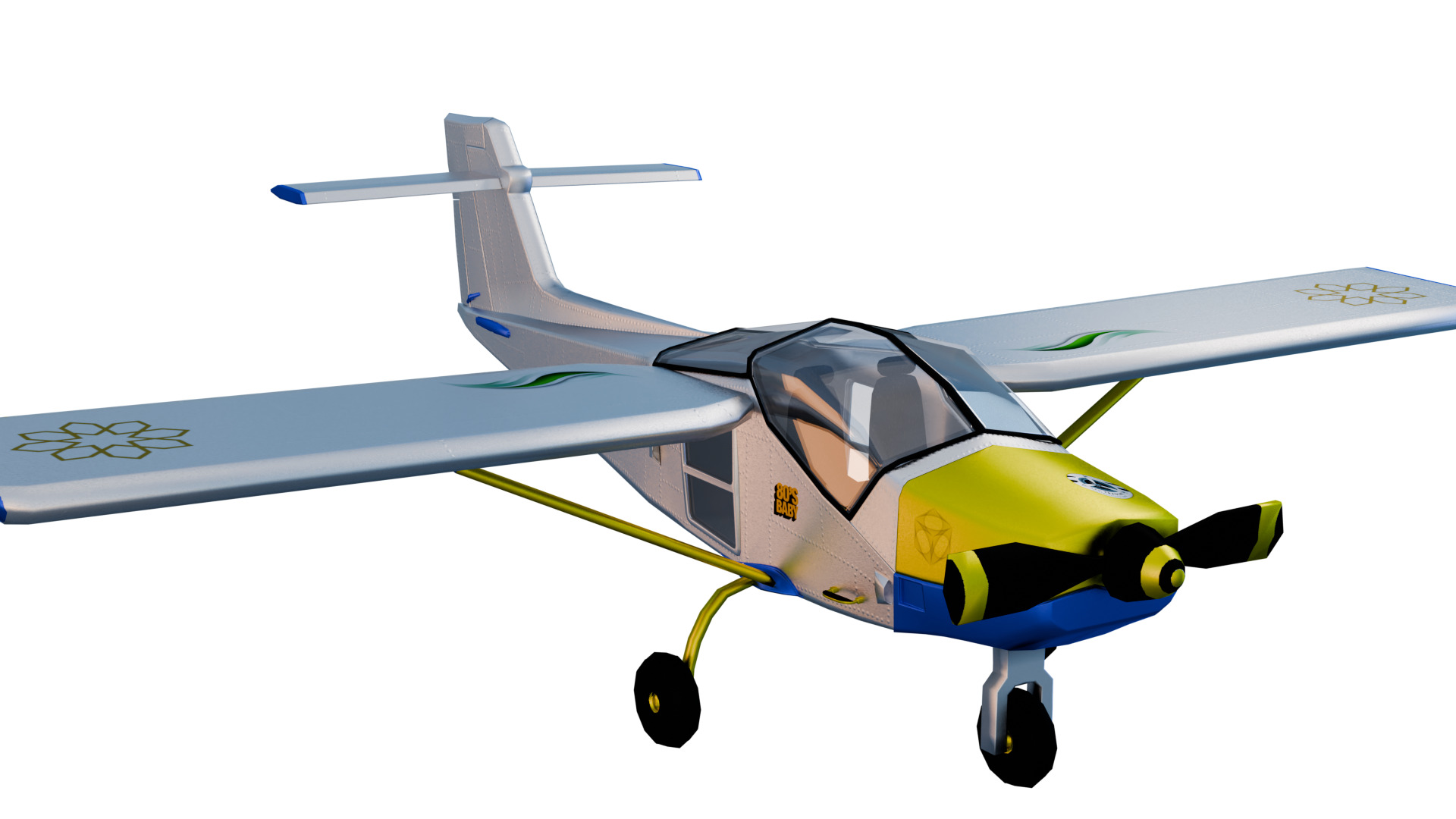 Safari Plane - Medium Poly Game-Ready 3D Model Low-poly 3D model_5