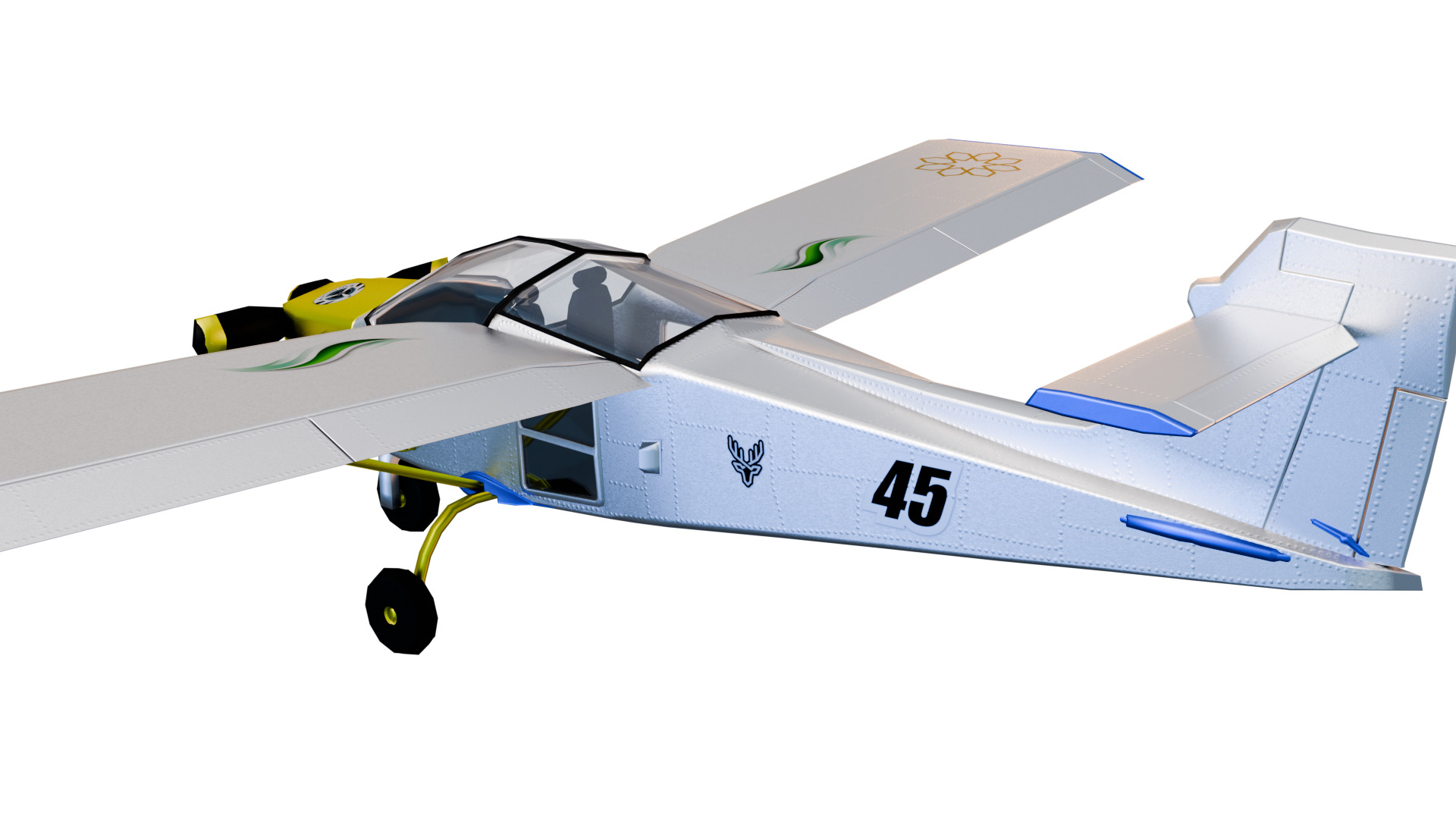 Safari Plane - Medium Poly Game-Ready 3D Model Low-poly 3D model_7