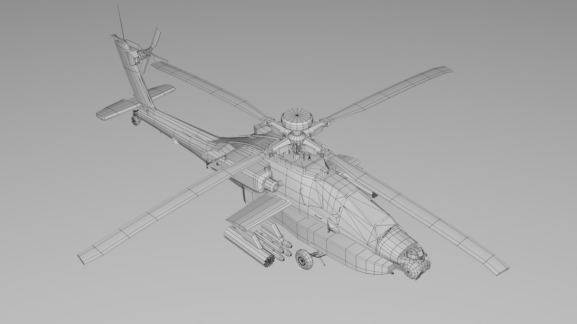 Apache Longbow Helicopter Military Vehicle Low-poly 3D model_1