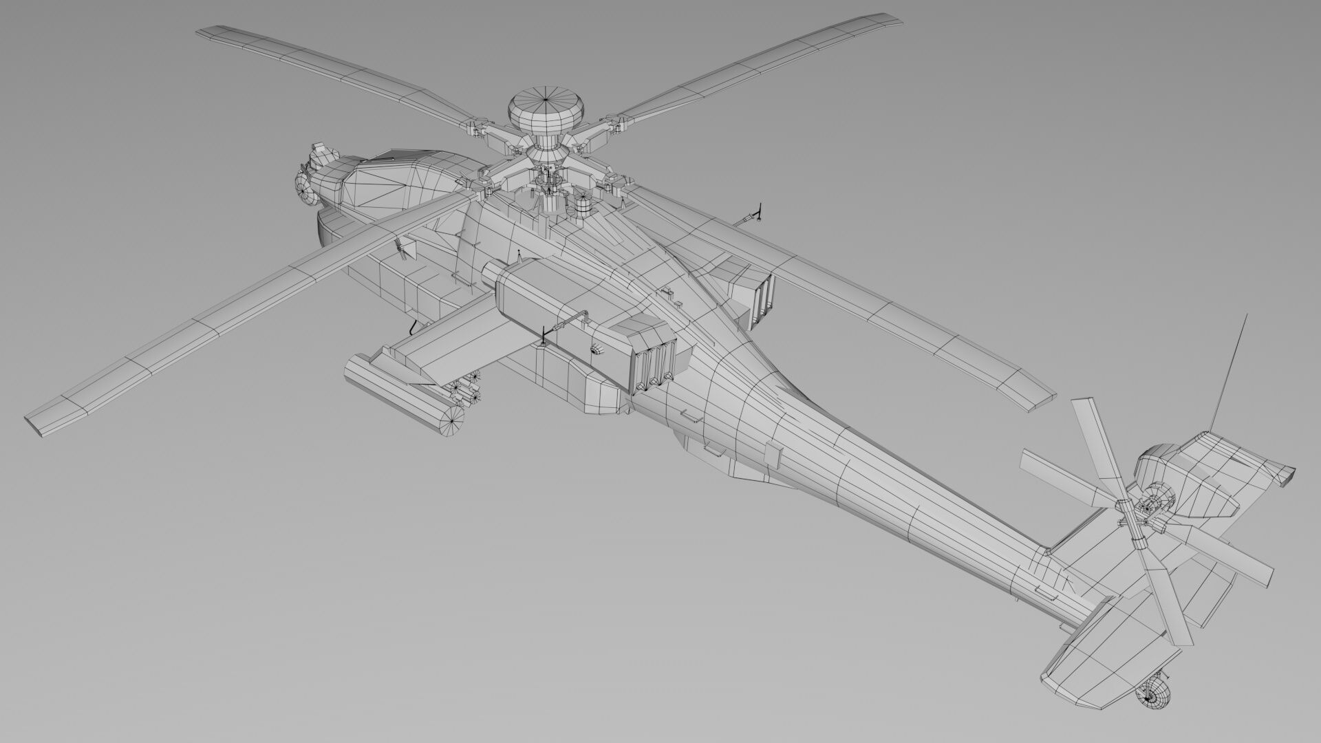 Apache Longbow Helicopter Military Vehicle Low-poly 3D model_3