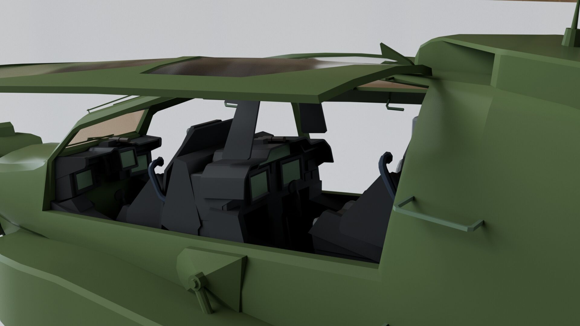 Apache Longbow Helicopter Military Vehicle Low-poly 3D model_10
