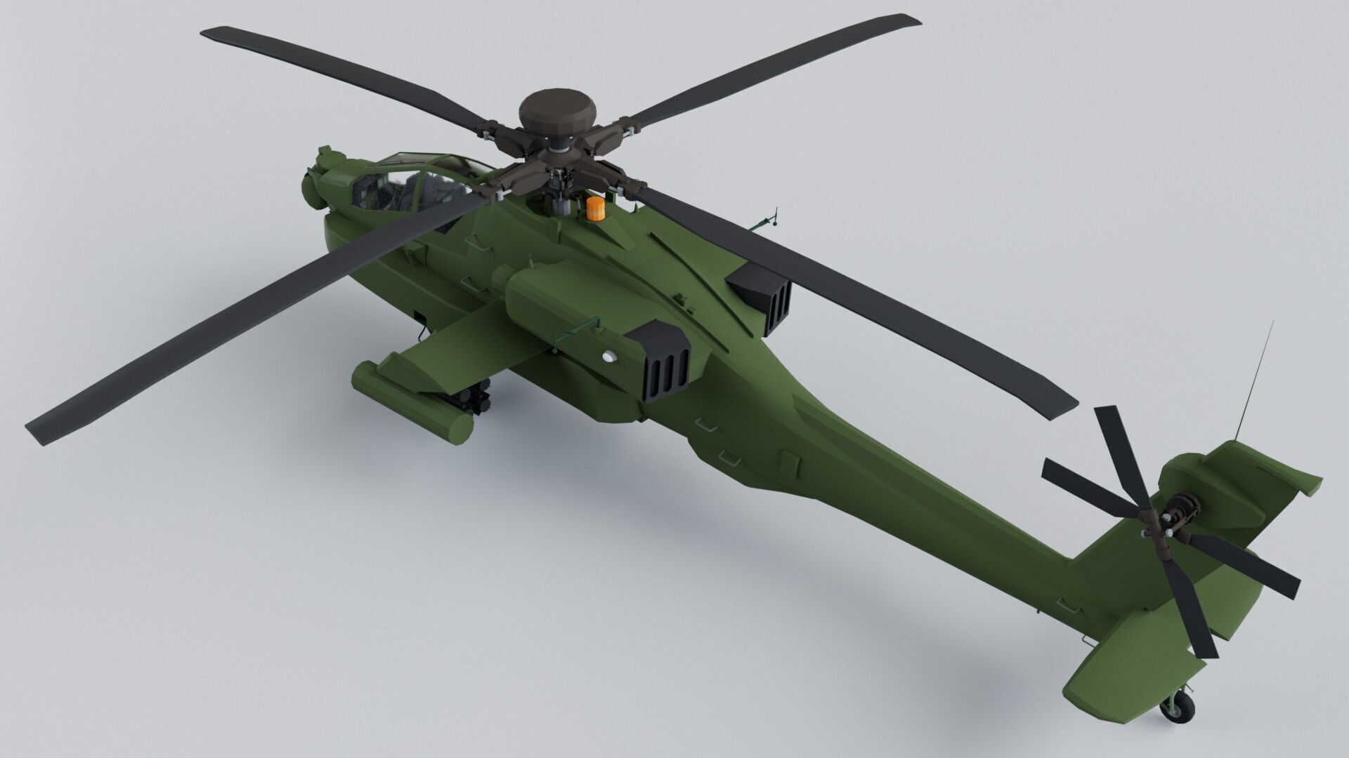 Apache Longbow Helicopter Military Vehicle Low-poly 3D model_2