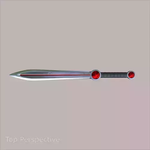 Stylized Fantasy Sword with Red Crystal Orbs