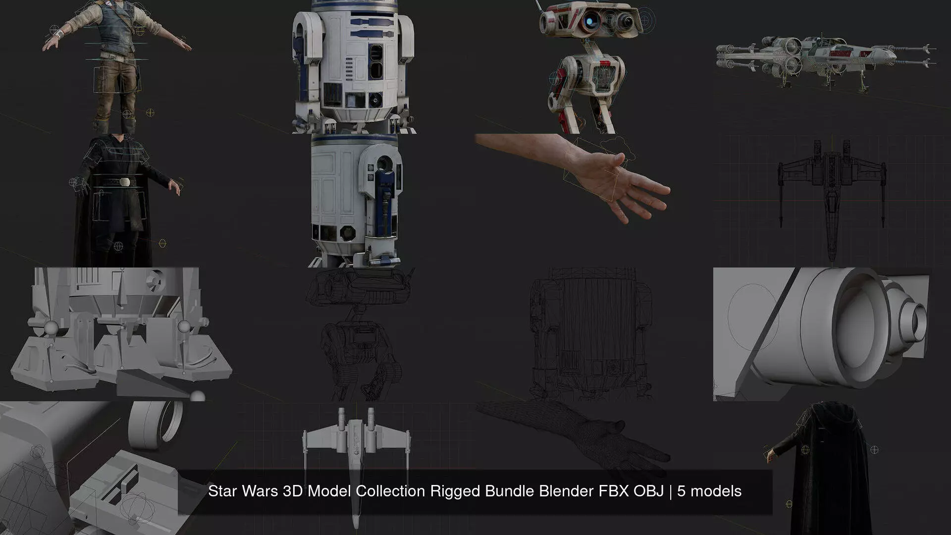 Star Wars 3D Model Collection Rigged Bundle Blender FBX OBJ _0
