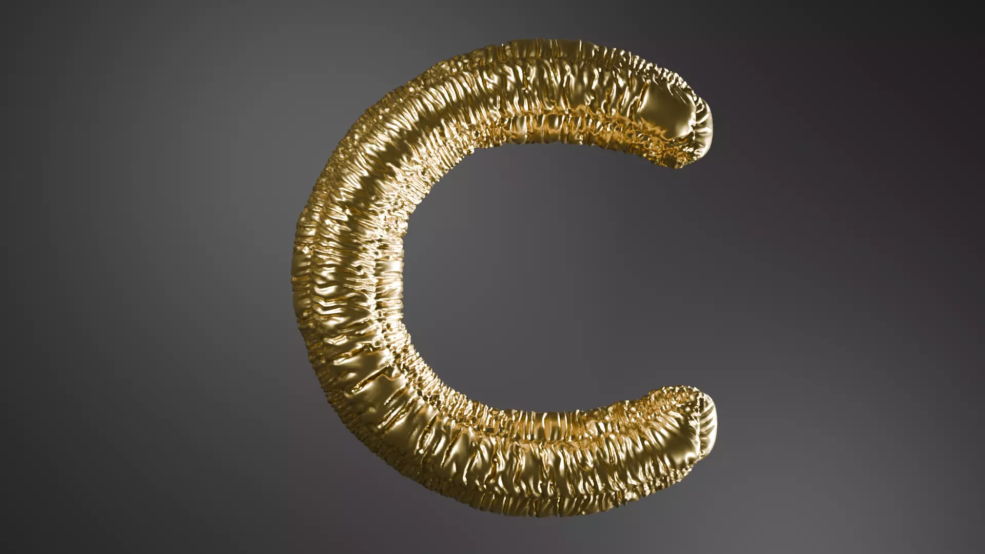 Realistic 3D Model OF Balloon C Alphabet in Gold 3D model