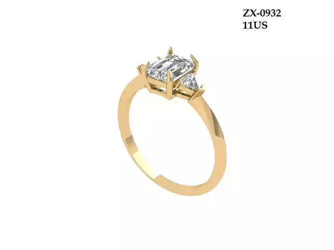Emerald 3-Stone-Ring 3D print model