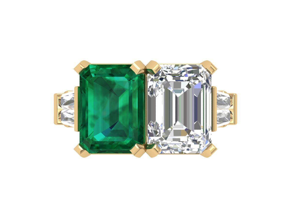 2-Stone-Ring 3D print model_2