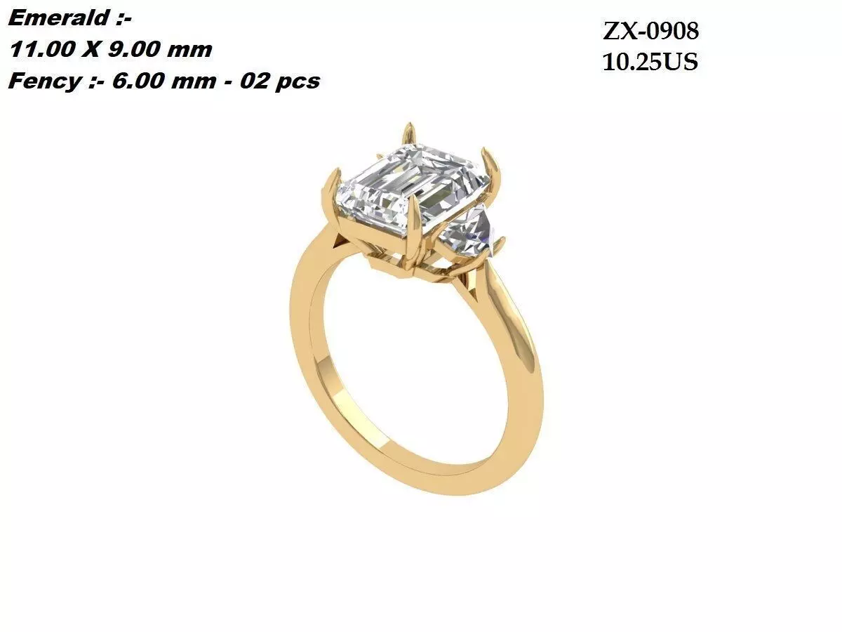 3-Stone-Ring 3D print model_0