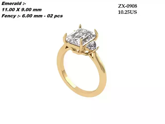3-Stone-Ring 3D print model