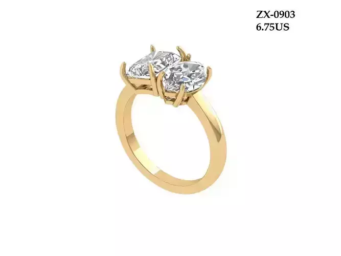 2-Stone-Ring 3D print model