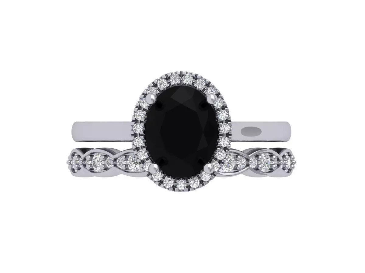 Oval Ring With Wedding Band 3D print model
