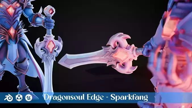 Stylized Sword - Dragonsoul Edge Sparkfang - Game Ready