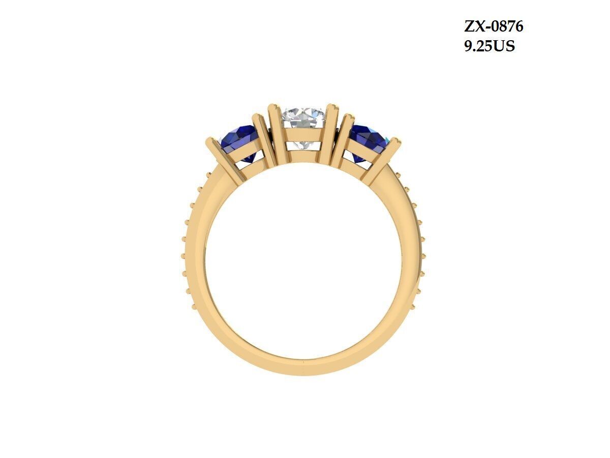 3-Stone-Ring 3D print model_4