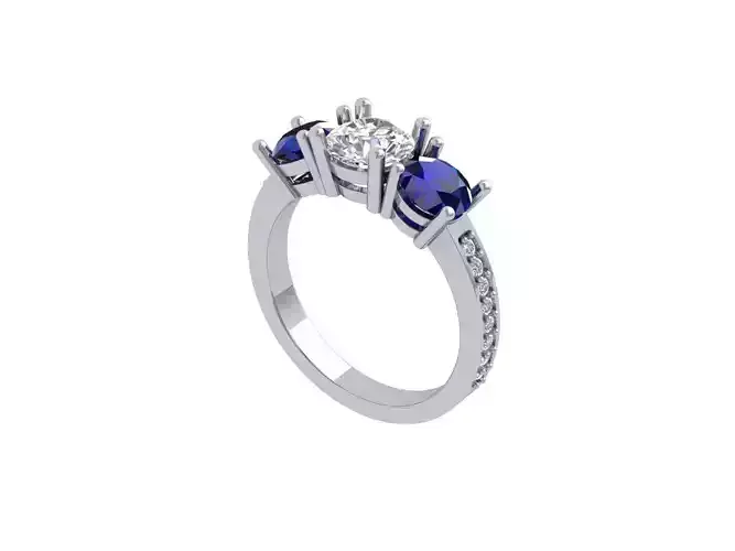 3-Stone-Ring 3D print model